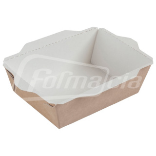 BOX400 Бумажный контейнер одноразовый 400 мл КРАФТ/БЕЛЫЙ